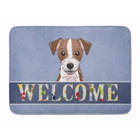 Carolines Treasures BB1388RUG Jack Russell Terrier Welcome Machine Washable Memory Foam Mat Blue 19 X 27" multicolor