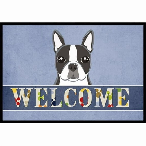 Carolines Treasures BB1389MAT Boston Terrier Welcome Indoor & Outdoor Mat- 18 x 27 in.