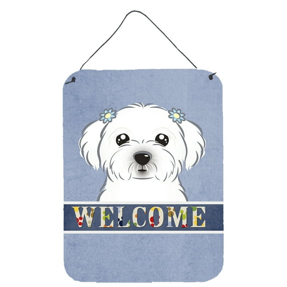 Caroline's Treasures BB1394DS1216 Maltese Welcome Wall or Door Hanging Prints, Blue, 12x16, multicolor