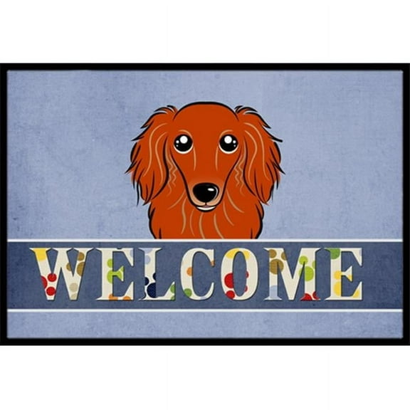 Carolines Treasures BB1400JMAT Longhair Red Dachshund Welcome Indoor & Outdoor Mat- 24 x 36 in.