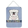 thumbnail image 1 of Caroline's Treasures BB1406DS1216 White English Bulldog  Welcome Wall or Door Hanging Prints, Blue, 12x16, multicolor, 1 of 2
