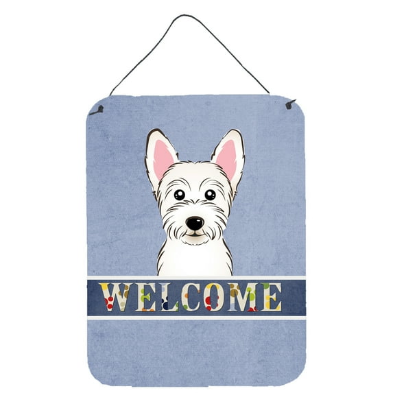 Caroline's Treasures BB1412DS1216 Westie Welcome Wall or Door Hanging Prints, Blue, 12x16, multicolor