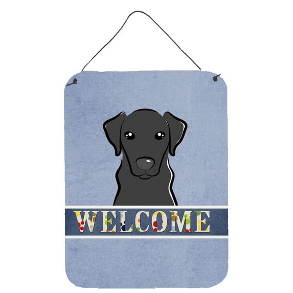 Caroline's Treasures BB1421DS1216 Black Labrador Welcome Wall or Door Hanging Prints, Blue, 12x16, multicolor