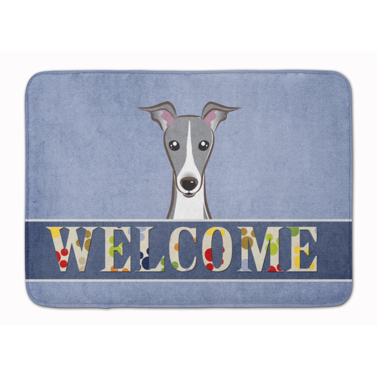 Carolines Treasures BB1422RUG Italian Greyhound Welcome Machine Washable Memory Foam Mat Blue 19 X 27" multicolor