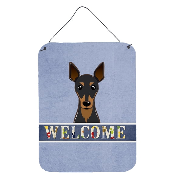 Carolines Treasures BB1426DS1216 Min Pin Welcome Wall and Door Hanging Prints