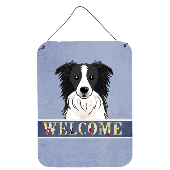 Caroline's Treasures BB1427DS1216 Border Collie Welcome Wall or Door Hanging Prints, Blue, 12x16, multicolor