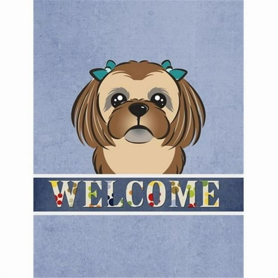 Chocolate Brown Shih Tzu Welcome Flag Garden Size BB1435GF