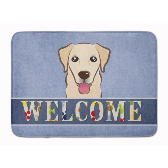 Carolines Treasures BB1438RUG Golden Retriever Welcome Machine Washable Memory Foam Mat Blue 19 X 27" multicolor
