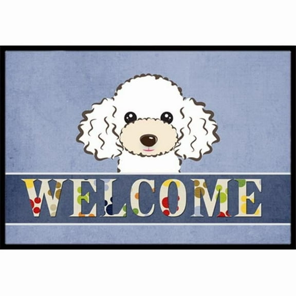 Caroline's Treasures BB1443MAT White Poodle Welcome Door Mat, Indoor Rug or Outdoor Welcome Mat 18x27 Doormat , 27"L x