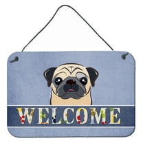 Carolines Treasures BB1448DS812 Fawn Pug Welcome Wall and Door Hanging Prints