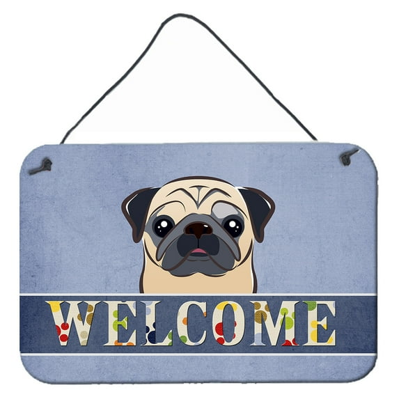 Carolines Treasures BB1448DS812 Fawn Pug Welcome Wall and Door Hanging Prints