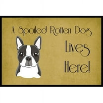 Caroline's Treasures BB1451JMAT Boston Terrier Spoiled Dog Lives Here Door Mat, Indoor Rug or Outdoor Welcome Mat 24x36