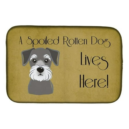 Carolines Treasures BB1454DDM Schnauzer Spoiled Dog Lives Here Dish Drying Mat