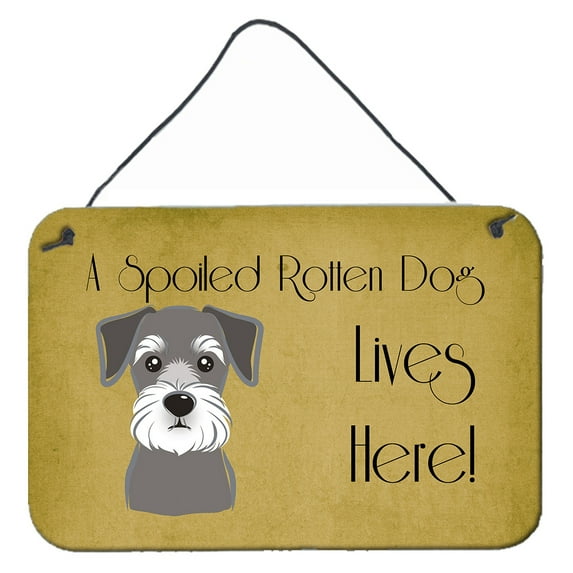Carolines Treasures BB1454DS812 Schnauzer Spoiled Dog Lives Here Wall and Door Hanging Prints