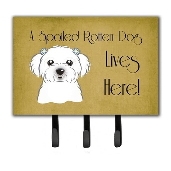 Carolines Treasures BB1456TH68 Maltese Spoiled Dog Lives Here Leash & Key Holder