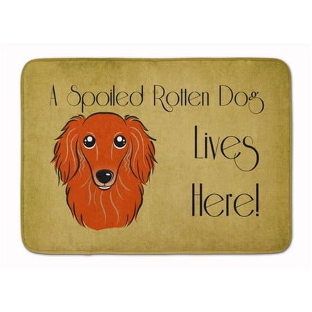 Carolines Treasures BB1462RUG Longhair Red Dachshund Spoiled Dog Lives Here Machine Washable Memory Foam Mat 19 X 27"
