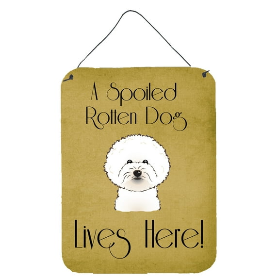 Caroline's Treasures BB1465DS1216 Bichon Frise Spoiled Dog Lives Here Wall or Door Hanging Prints, 12x16, multicolor