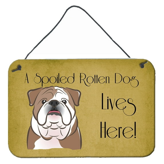 Carolines Treasures BB1467DS812 English Bulldog Spoiled Dog Lives Here Wall and Door Hanging Prints