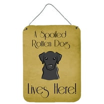 Caroline's Treasures BB1483DS1216 Black Labrador Spoiled Dog Lives Here Wall or Door Hanging Prints, 12x16, multicolor