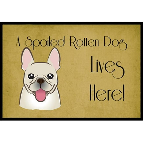 Caroline's Treasures BB1486JMAT French Bulldog Spoiled Dog Lives Here Door Mat, Indoor Rug or Outdoor Welcome Mat 24x36