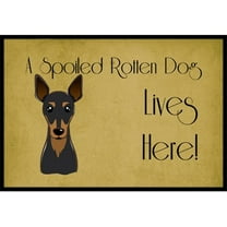 Caroline's Treasures BB1488MAT Min Pin Spoiled Dog Lives Here Door Mat, Indoor Rug or Outdoor Welcome Mat 18x27 Doormat
