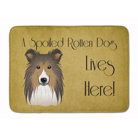 Carolines Treasures BB1490RUG Sheltie Spoiled Dog Lives Here Machine Washable Memory Foam Mat 19 X 27" multicolor