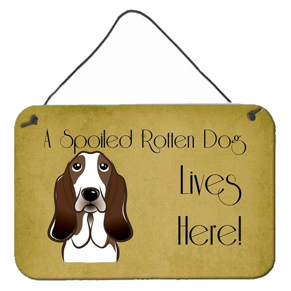 Carolines Treasures BB1491DS812 Basset Hound Spoiled Dog Lives Here Wall and Door Hanging Prints
