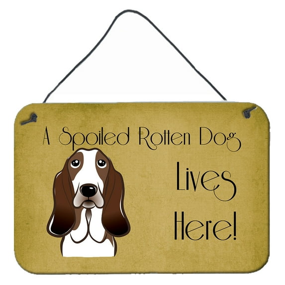 Carolines Treasures BB1491DS812 Basset Hound Spoiled Dog Lives Here Wall and Door Hanging Prints