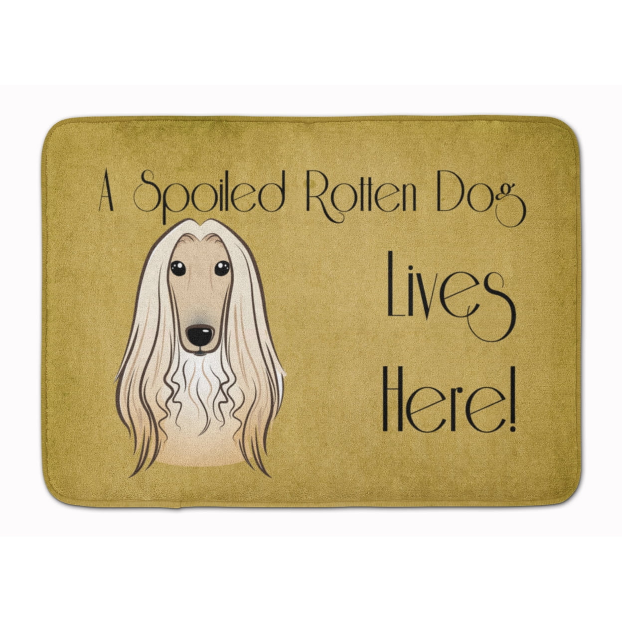 Carolines Treasures BB1492RUG Afghan Hound Spoiled Dog Lives Here Machine Washable Memory Foam Mat 19 X 27" multicolor