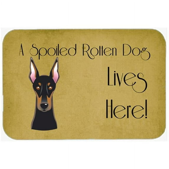 Carolines Treasures BB1493CMT Doberman Spoiled Dog Lives Here Kitchen & Bath Mat, 20 x 30