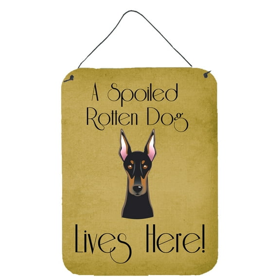 Caroline's Treasures BB1493DS1216 Doberman Spoiled Dog Lives Here Wall or Door Hanging Prints, 12x16, multicolor