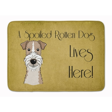 Carolines Treasures BB1495RUG Wire Haired Fox Terrier Spoiled Dog Lives Here Machine Washable Memory Foam Mat 19 X 27"