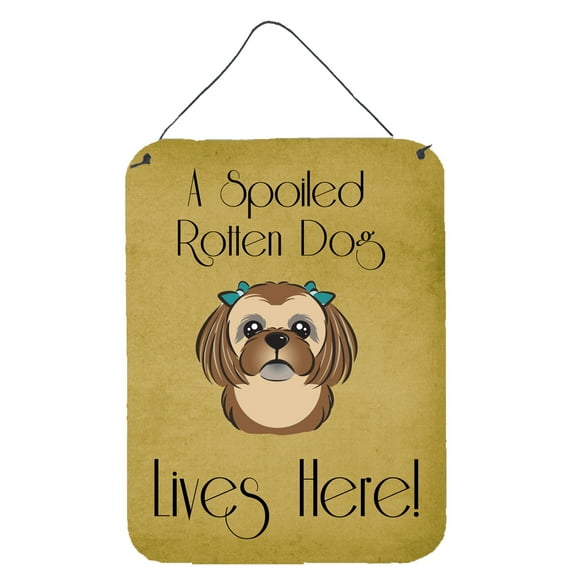 Carolines Treasures BB1497DS1216 Chocolate Brown Shih Tzu Spoiled Dog Lives Here Wall and Door Hanging Prints