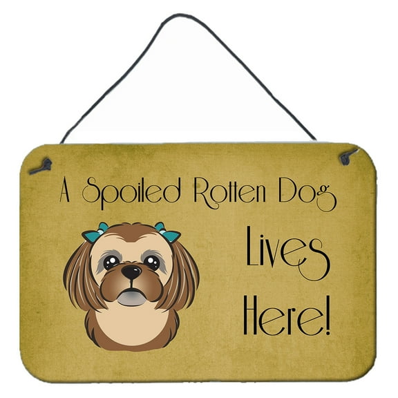 Carolines Treasures BB1497DS812 Chocolate Brown Shih Tzu Spoiled Dog Lives Here Wall and Door Hanging Prints