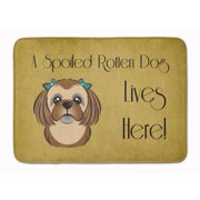 Carolines Treasures BB1497RUG Chocolate Brown Shih Tzu Spoiled Dog Lives Here Machine Washable Memory Foam Mat 19 X 27"