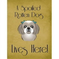 Caroline's Treasures BB1498GF Gray Silver Shih Tzu Spoiled Dog Lives Here Flag Garden Size , Small, multicolor