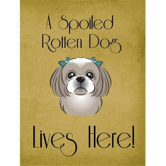 Caroline's Treasures BB1498GF Gray Silver Shih Tzu Spoiled Dog Lives Here Flag Garden Size , Small, multicolor