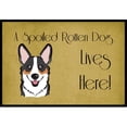thumbnail image 1 of Caroline's Treasures BB1503JMAT Tricolor Corgi Spoiled Dog Lives Here Door Mat, Indoor Rug or Outdoor Welcome Mat 24x36, 1 of 4