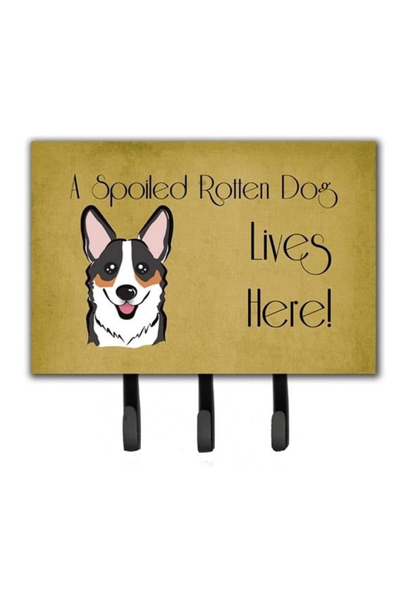 Carolines Treasures BB1503TH68 Tricolor Corgi Spoiled Dog Lives Here Leash & Key Holder