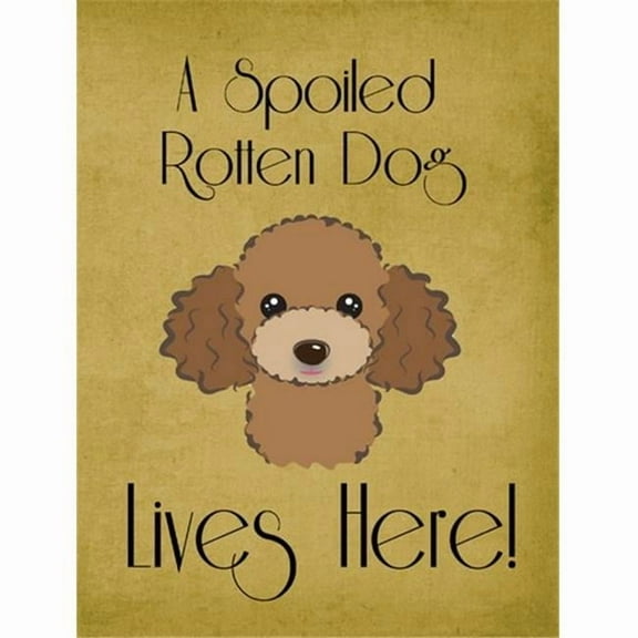 Caroline's Treasures BB1504GF Chocolate Brown Poodle Spoiled Dog Lives Here Flag Garden Size , Small, multicolor
