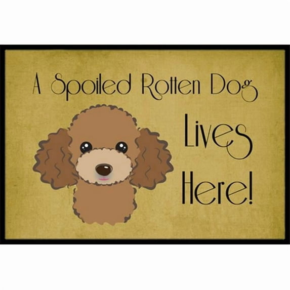 Caroline's Treasures BB1504JMAT Chocolate Brown Poodle Spoiled Dog Lives Here Door Mat, Indoor Rug or Outdoor Welcome