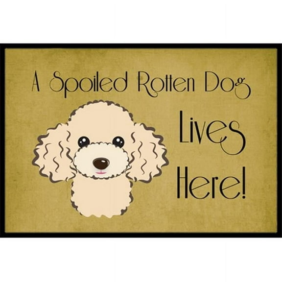 Caroline's Treasures BB1506MAT Buff Poodle Spoiled Dog Lives Here Door Mat, Indoor Rug or Outdoor Welcome Mat 18x27