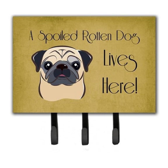 Carolines Treasures BB1510TH68 Fawn Pug Spoiled Dog Lives Here Leash & Key Holder