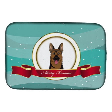 German Shepherd Merry Christmas Dish Drying Mat