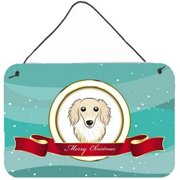 Carolines Treasures BB1522DS812 Longhair Creme Dachshund Merry Christmas Wall and Door Hanging Prints