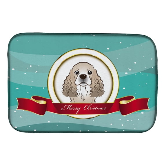 Cocker Spaniel Merry Christmas Dish Drying Mat
