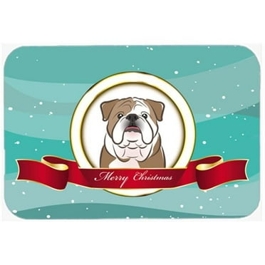 Carolines Treasures BB1529LCB English Bulldog Merry Christmas Glass Cutting Board Large, 12H x 16W, multicolor