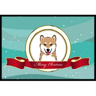 Carolines Treasures BB1535MAT Shiba Inu Merry Christmas Indoor & Outdoor Mat- 18 x 27 in.