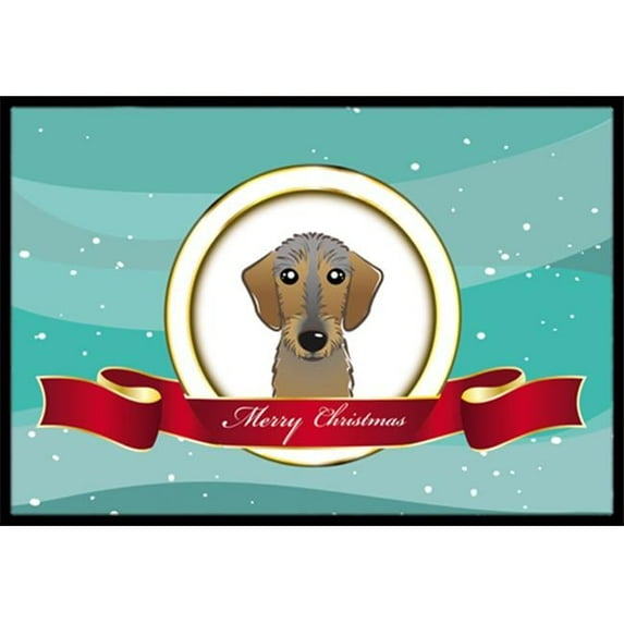 Carolines Treasures BB1543JMAT Wirehaired Dachshund Merry Christmas Indoor & Outdoor Mat- 24 x 36 in.