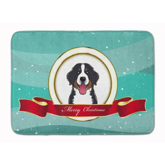 Carolines Treasures BB1547RUG Bernese Mountain Dog Merry Christmas Machine Washable Memory Foam Mat 19 X 27" multicolor